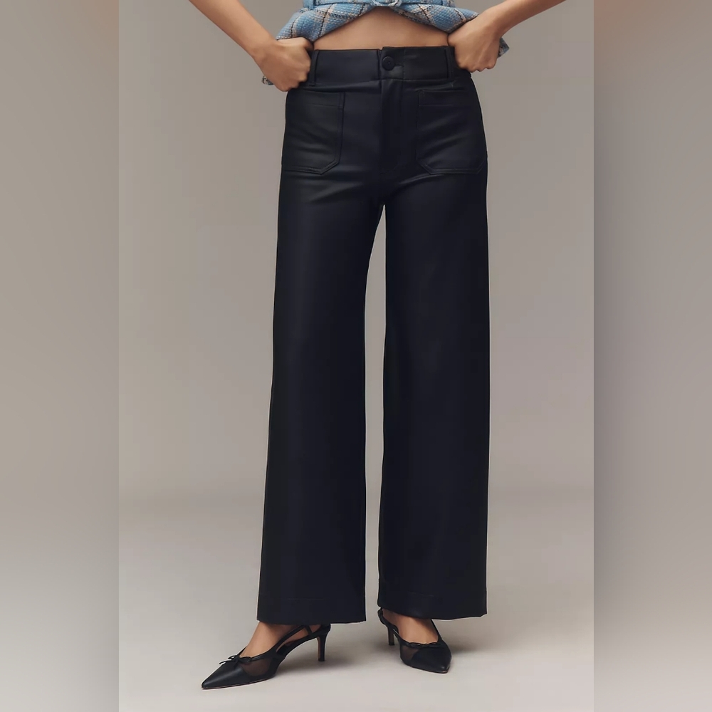 NWT Anthropologie The Colette Faux Leather Full-Length Wide-Leg Pants by Maeve S